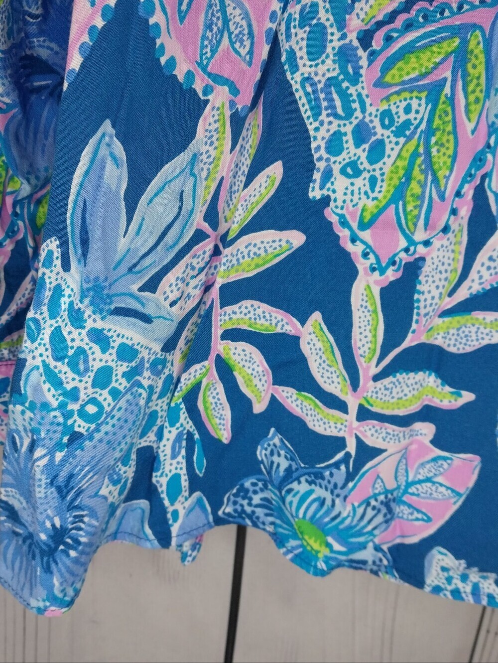 Lilly Pultizer Lillith Floral Popover Resortwear Preppy Tunic In Macaw Blue - Picture 10 of 10